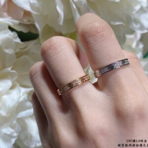 KDY21 Cartier CNC Narrow Band Ring with Full Pavé Diamonds