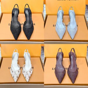 LV 26 Mesh Rhinestone High-Heeled Sandals with Openwork Strappy Design