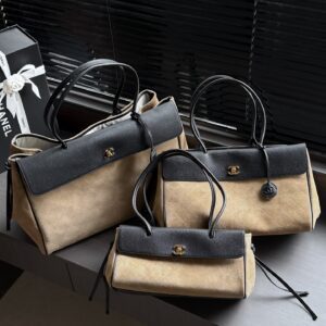 CHANEL 26A Series Suede and Leather Patchwork Baguette Bag AS6428