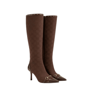 Gucci Pointed-Toe High Heels with Horsebit, Monogram Canvas, and Metal Heel