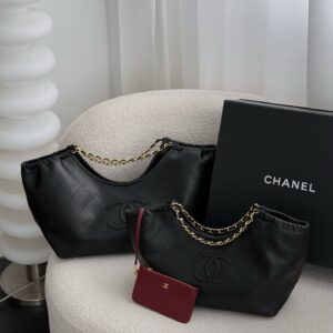 Chanel suede-effect calfskin and gold-tone metal