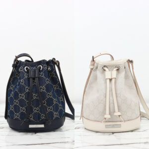 Mini bucket bag with Gucci plaque