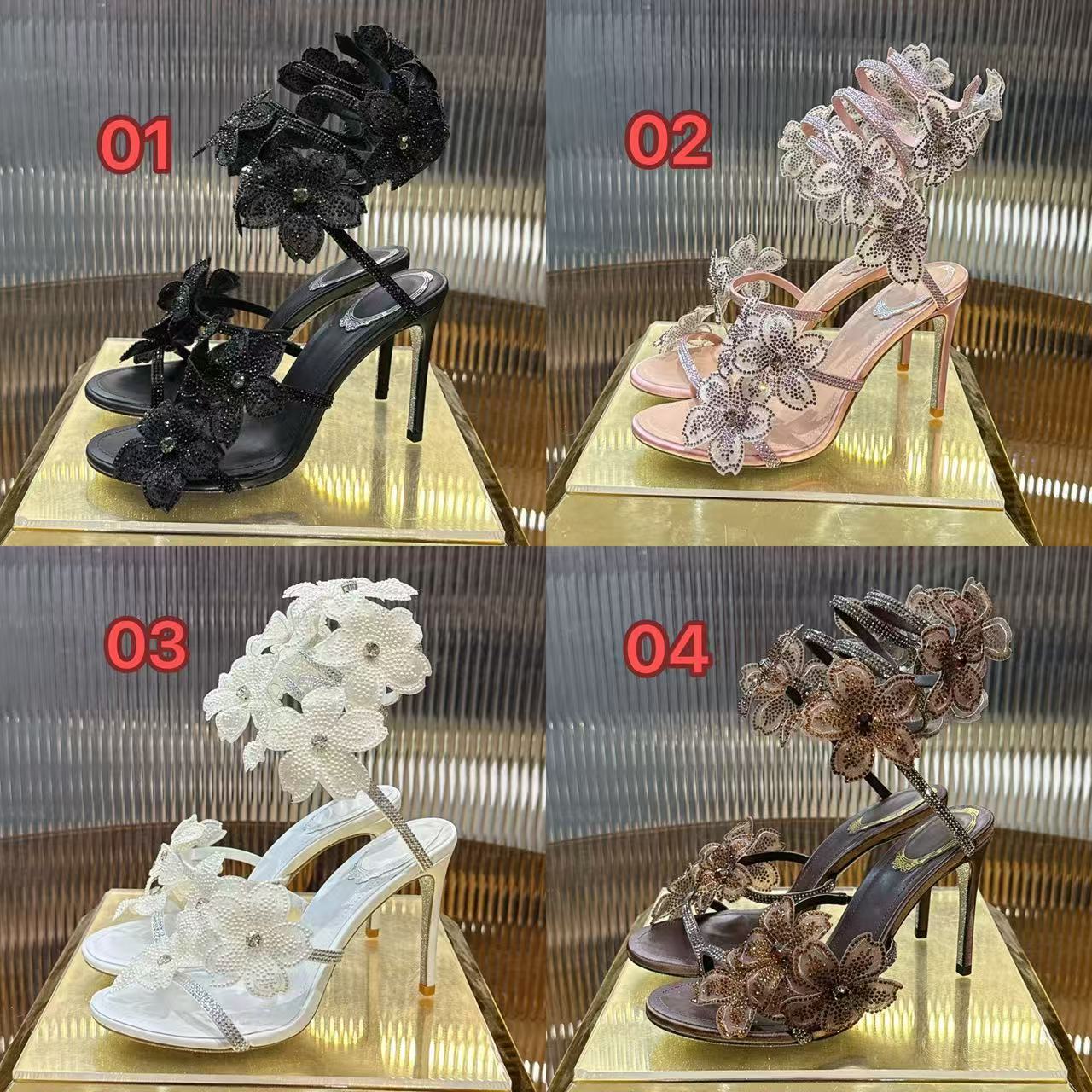 Rene Caovilla Five-petaled rhinestone-encrusted anklet high-heeled sandals XZ120 - Image 2