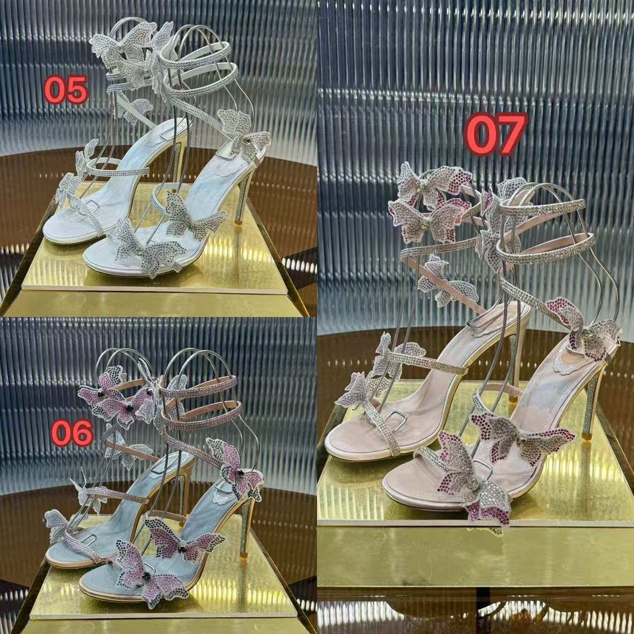 Rene Caovilla Five-petaled rhinestone-encrusted anklet high-heeled sandals XZ120 - Image 3