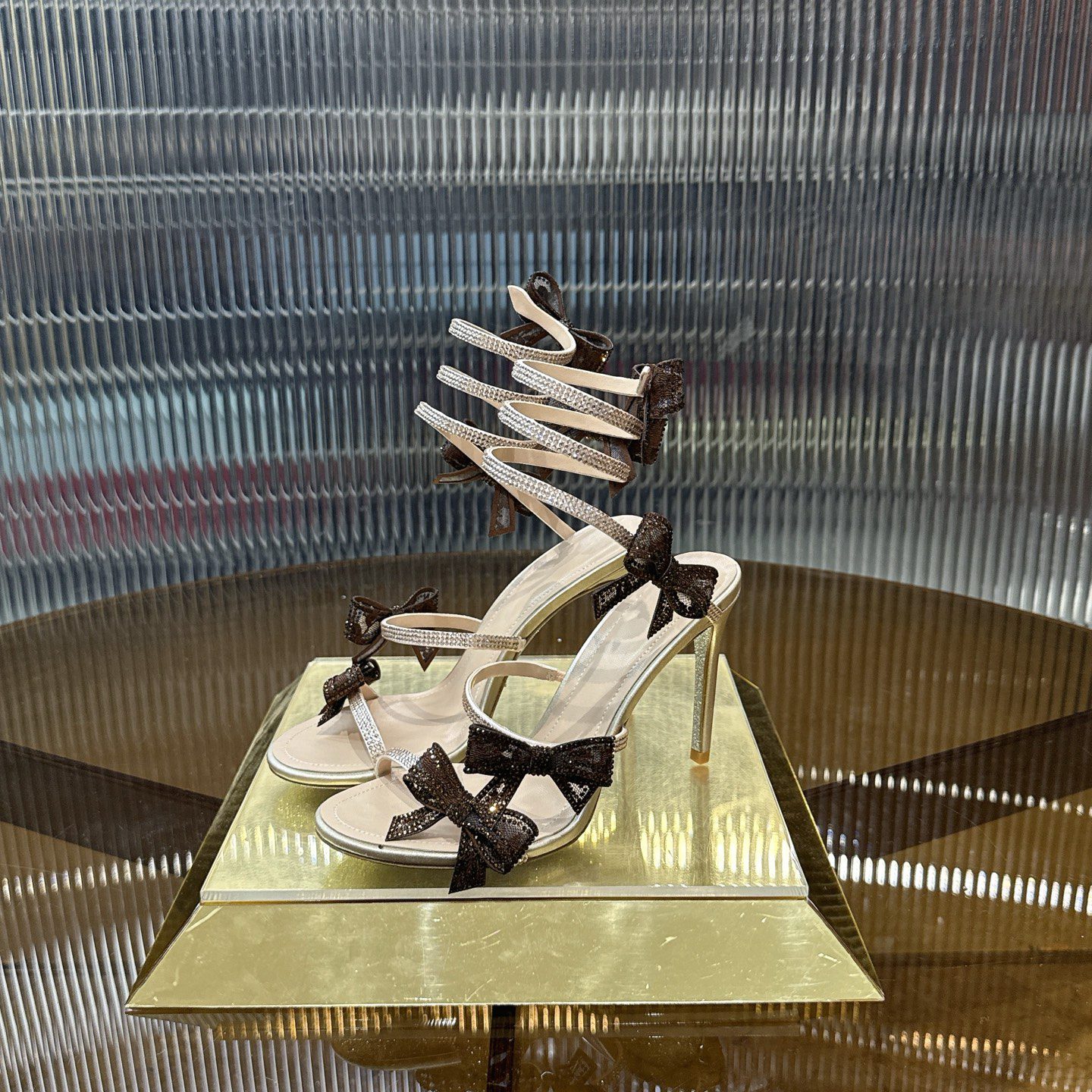 Rene Caovilla Margot Butterfly Snake Strappy Crystal Sandals XZ190