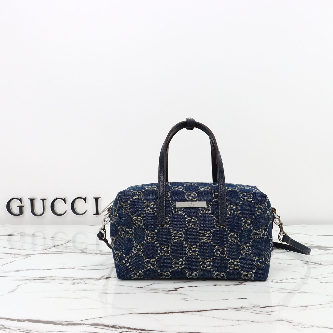 Small boston bag with Gucci plaque