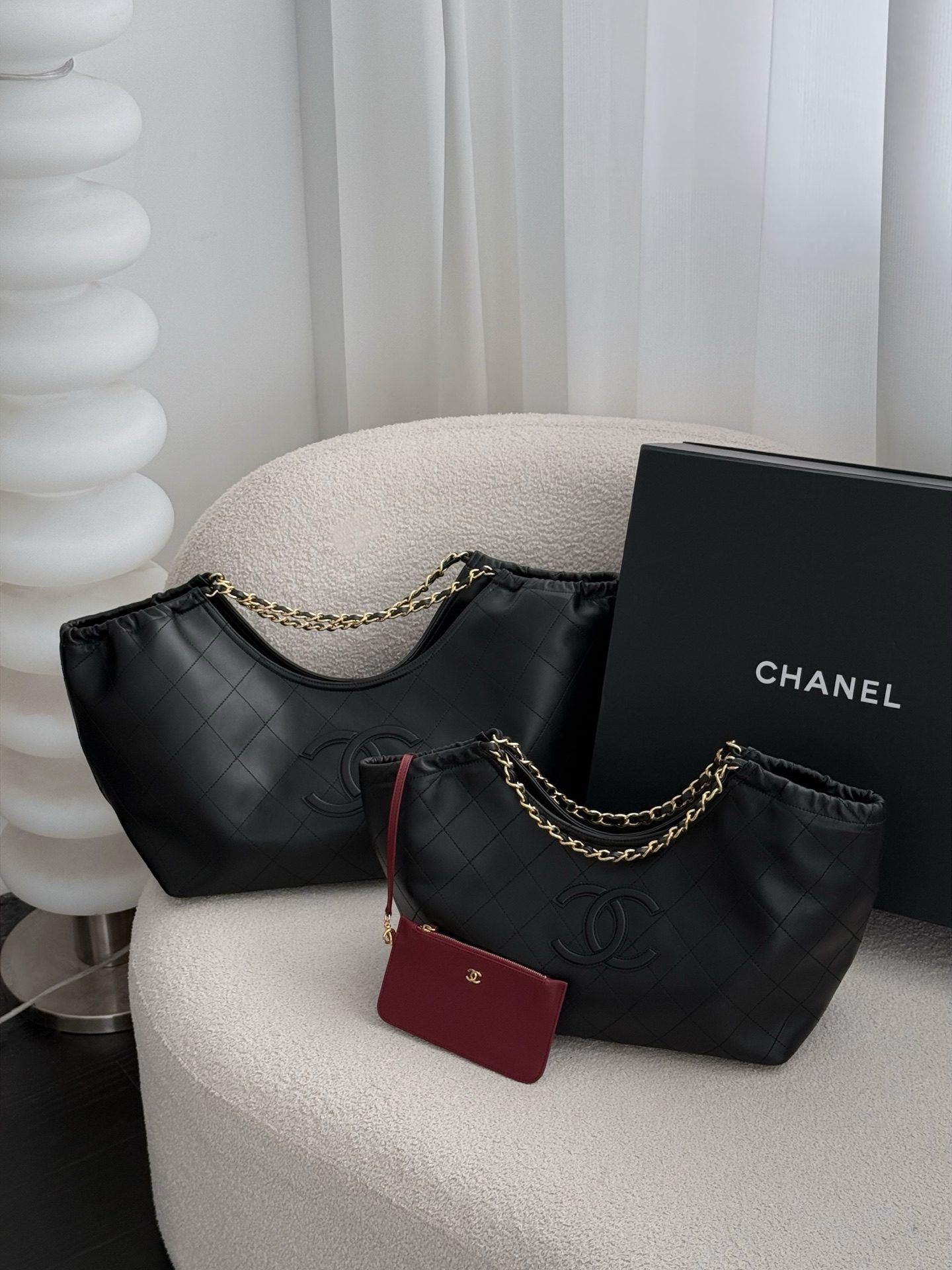 Chanel suede-effect calfskin and gold-tone metal